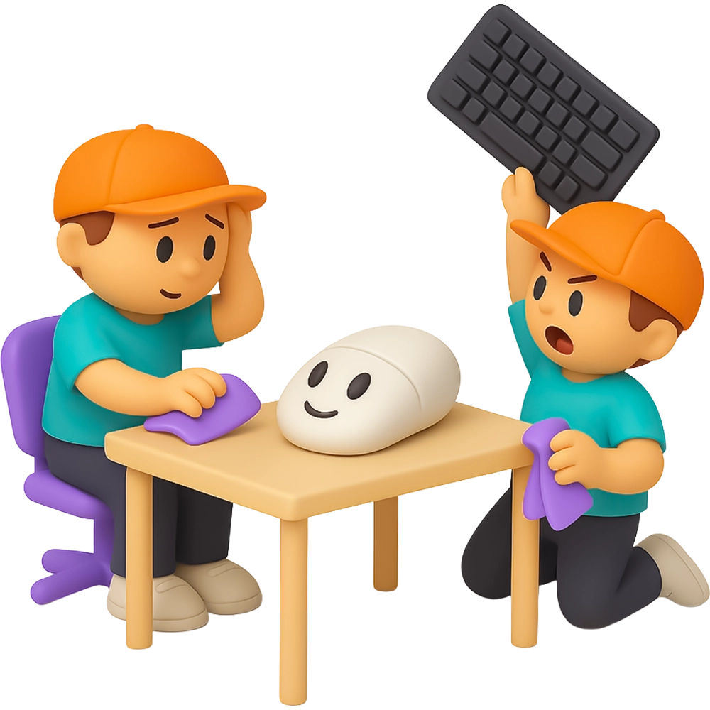 Čištění klávesnice a myši – ilustrační
